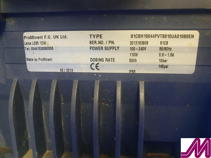 Used 2013 Sigma X Prominent S1CBH Ddiaphragm Metering Pump S1CBH 10044PVTS010UA010S0EN