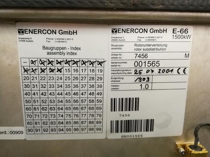 Gebraucht Enercon E-66 Rotorunterverteilung,  Art-Nr. 7456