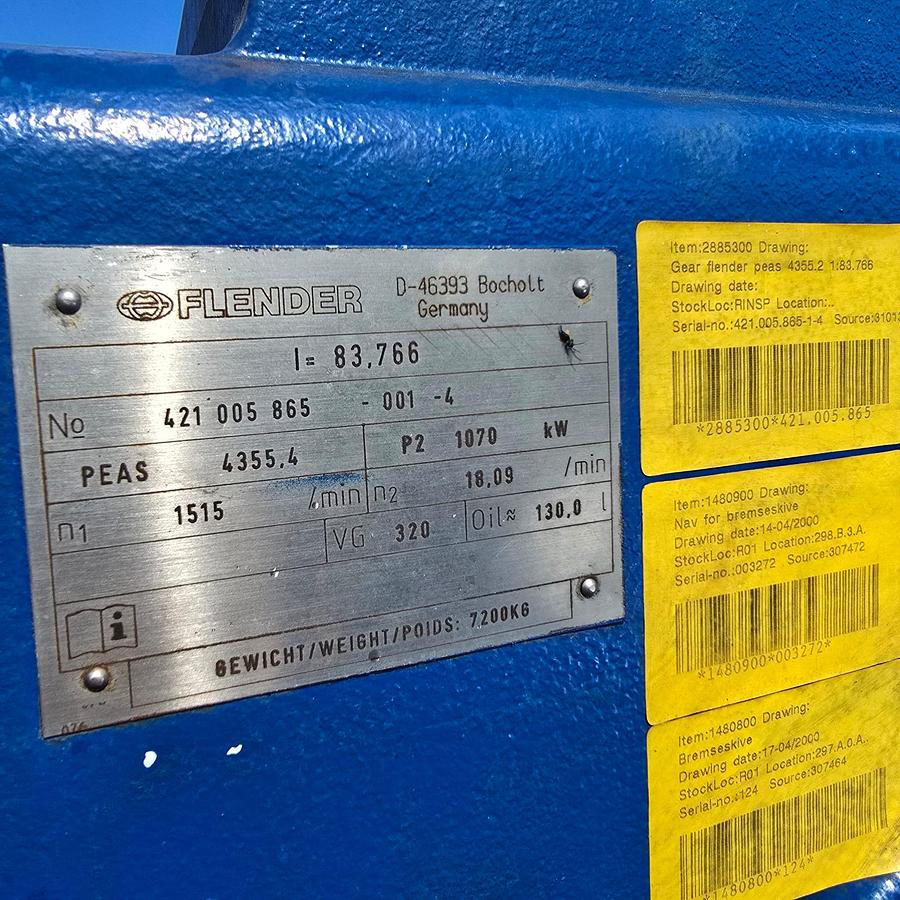 Gebraucht NEG Micon NM60 1000 Triebstrang, Flender PEAS 4335.4 