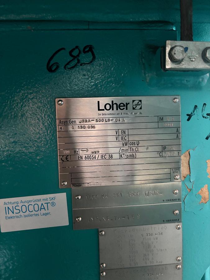 Gebraucht GE Tacke 1.5 S SL Generator Loher JFRA-500LB - 04A
