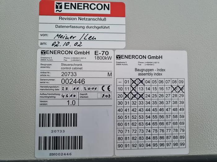 Gebraucht Enercon E-66 / E-70 Steuerschrank, Art-Nr. 20733