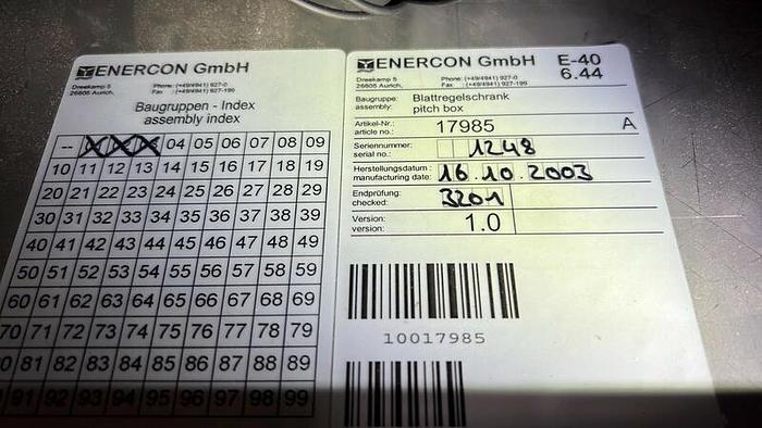 Used Enercon E-40 6.44 600 kW E-44 pitch box blade control cabinet SAP 17985
