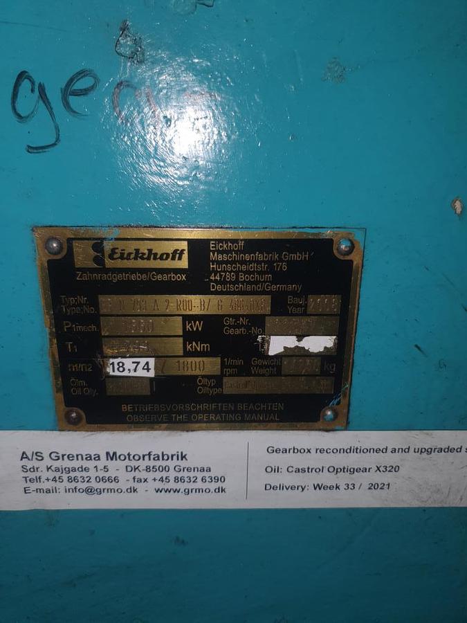 Überholt GE 1.5 SL Triebstrang Eickhoff EBN 792 SN 22547 I: 97,7 Overhauled 2019 installed 2021