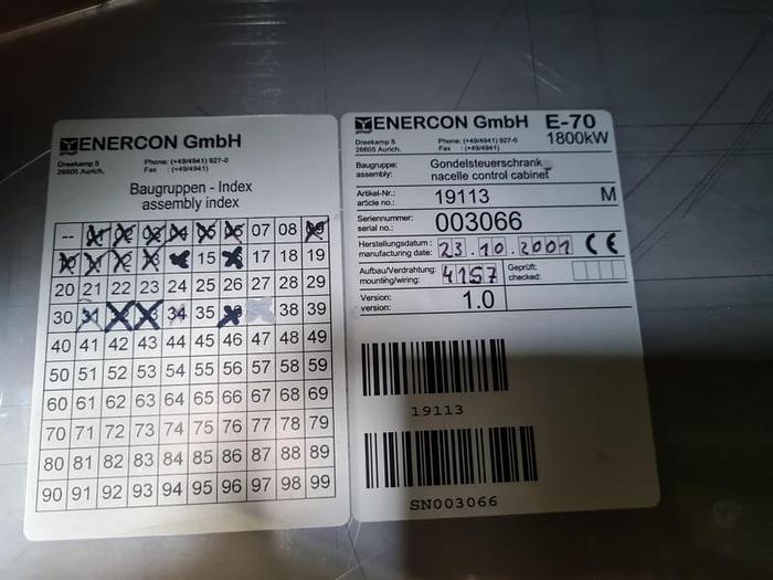 Gebraucht Enercon E-66 / E-70 Gondelsteuerschrank, Art-Nr. 19113