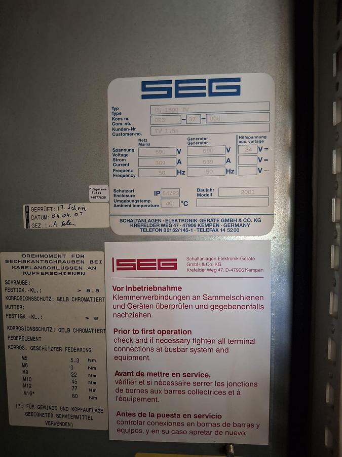 Gebraucht GE 1.5 SL SEG - Woodward Umrichter 