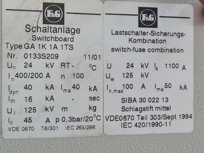 Gebraucht Enercon E-66 / E-70 Mittelspannungsschaltanlage + Lastschalter-Sicherungs-Kombination, Typ GA 1K 1A 1TS