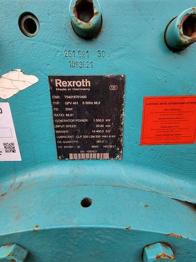 Used GE Tacke 1.5S drive train, Rexroth GPV 451, S 50Hz; Ratio 88.81