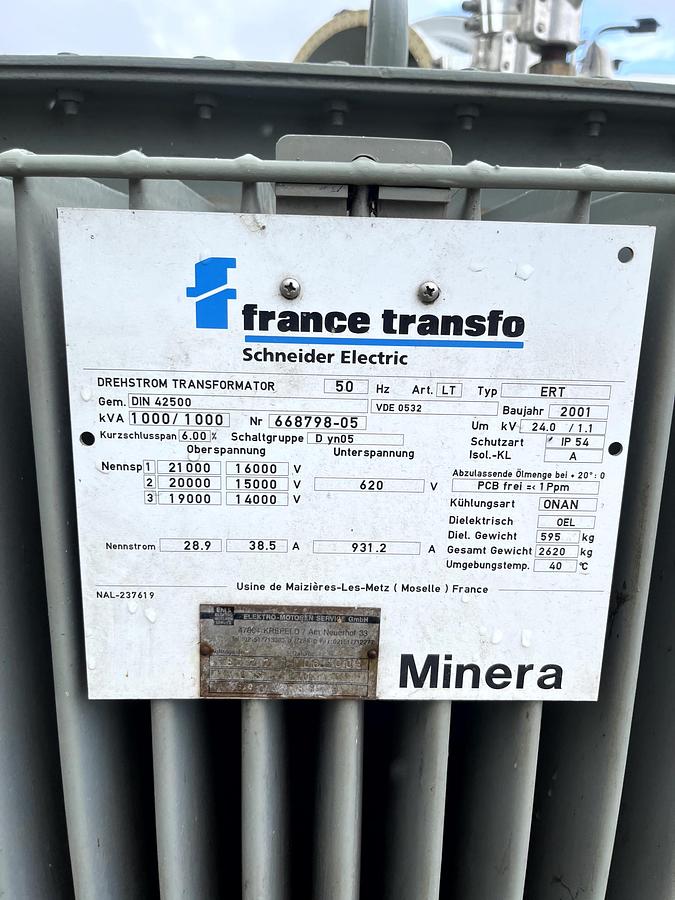 Gebraucht Vestas V52 Transformator Schneider Elektric 1000 kVA / 20 kV / 620 V