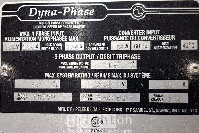 Used Dyna Phase Used Phase Converter w/electronic voltage control