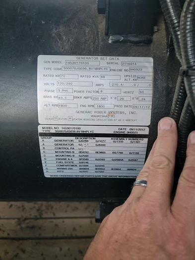 Used 2012 Generac SG070 #ED00602
