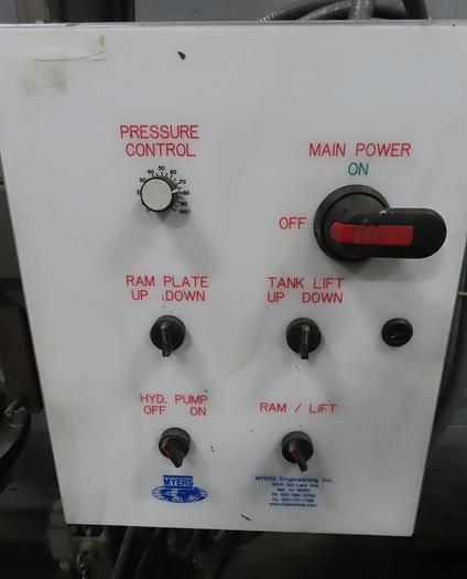 Used MYERS HYDRAULIC RAM DISCHARGE PRESS