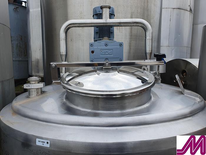 Used Gemac 1,000 Litre Stainless Steel Mix Tank with Gate Agitator