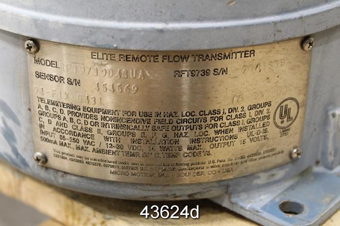 Used Micromotion RFT9739D4SUA Mass Flow Meter System #43624