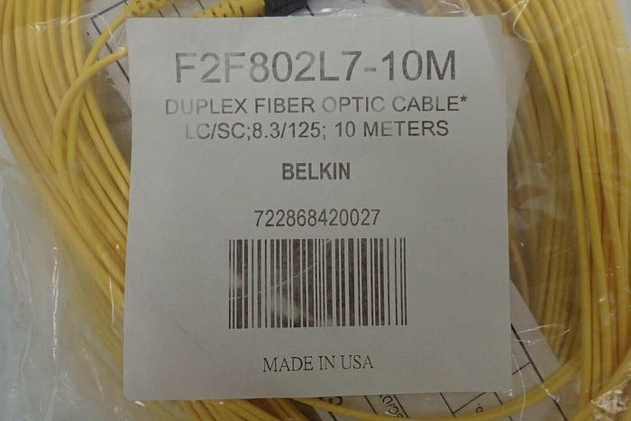 Used Lot of 9 Belkin F2F802L7-10M LC/SC 8.3/125 Duplex Fiber Optic Cables