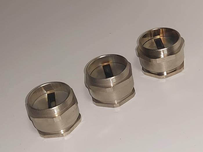 5 Stück Flachkabelverschraubung, MS vernickelt, PG36, 7x38mm, Lütze neuwertig