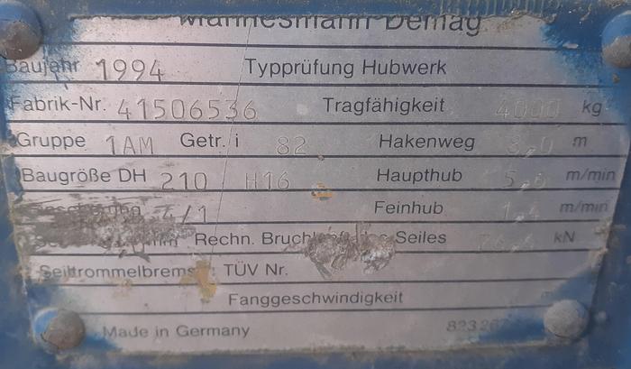 Usado Ponte rolante de 4 ton DEMAG