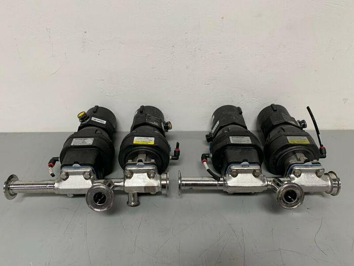 Used 2 ITT Pure-Flo A209 4-Way Stainless Steel Valve w/ Monitor & 1" & 3/4" Sanitary