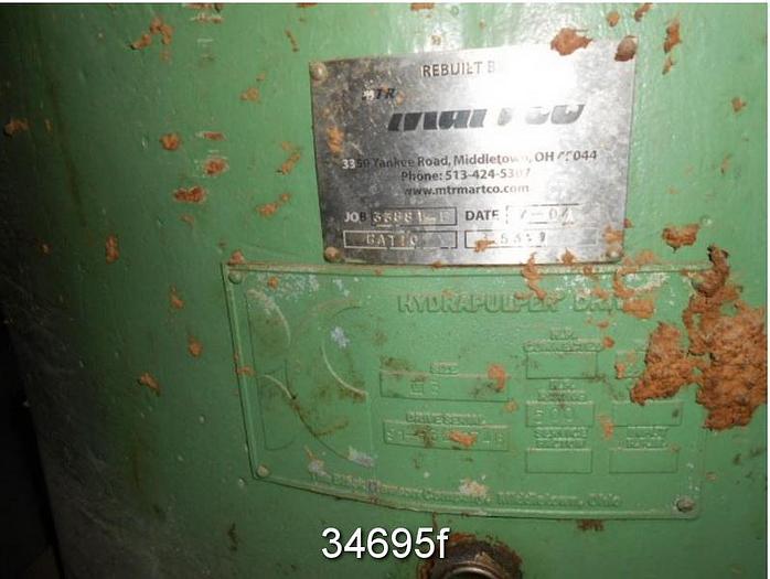 Used Kadant 14' Pulper, 57" Vokes Rotor, Diamond Grip Extraction Plate #34695