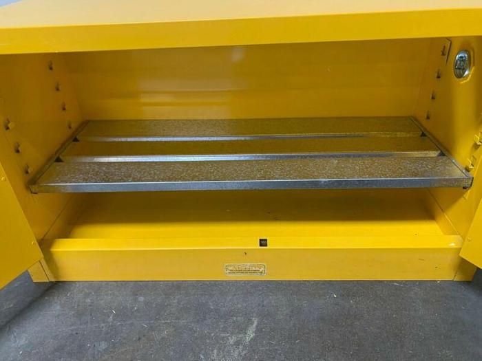 Used Justrite 43" x 18" x 25" 30 Gallon Piggy-Back Flammable Liquid Storage Cabinet