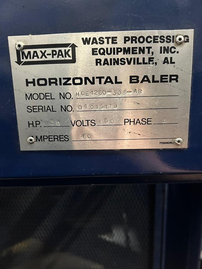 Used Max-pak HOE 4260-308AR Horizontal Auto-tie Baler