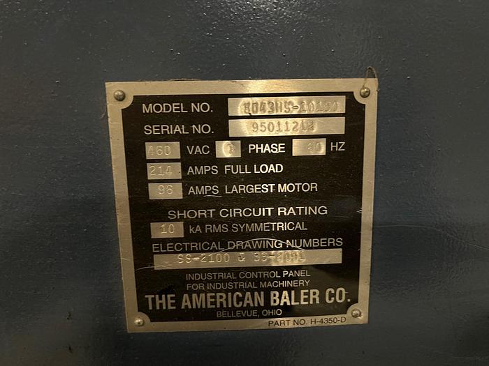Used American 8043-10-150 Auto-tie Baler w/ Conveyor