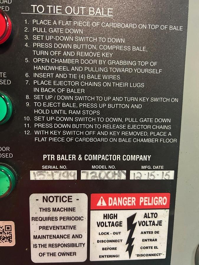 Refurbished Philadelphia Tramrail Model 7200HD Vertical Baler