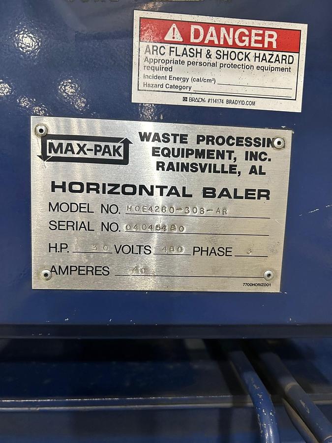 Used Max-pak HOE 4260-308AR Horizontal Auto-tie Baler