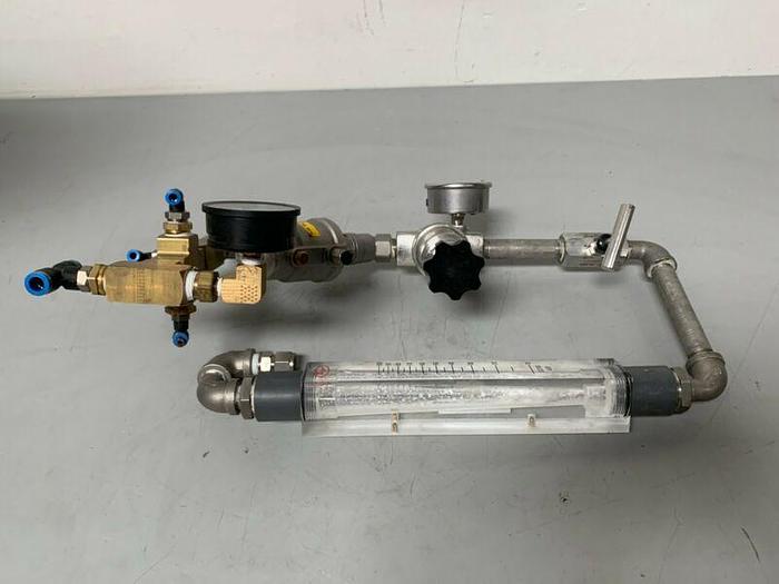 Used STC 2KS-1/2 Angle Seat Valve & Norgen R-22-405-RNMA Regulator & Dwyer Flow Scale