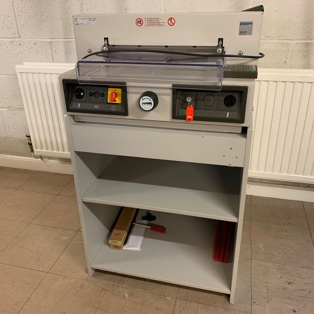 Used Pre-owned EBA 430EP Electric Programmable Guillotine With Cabinet