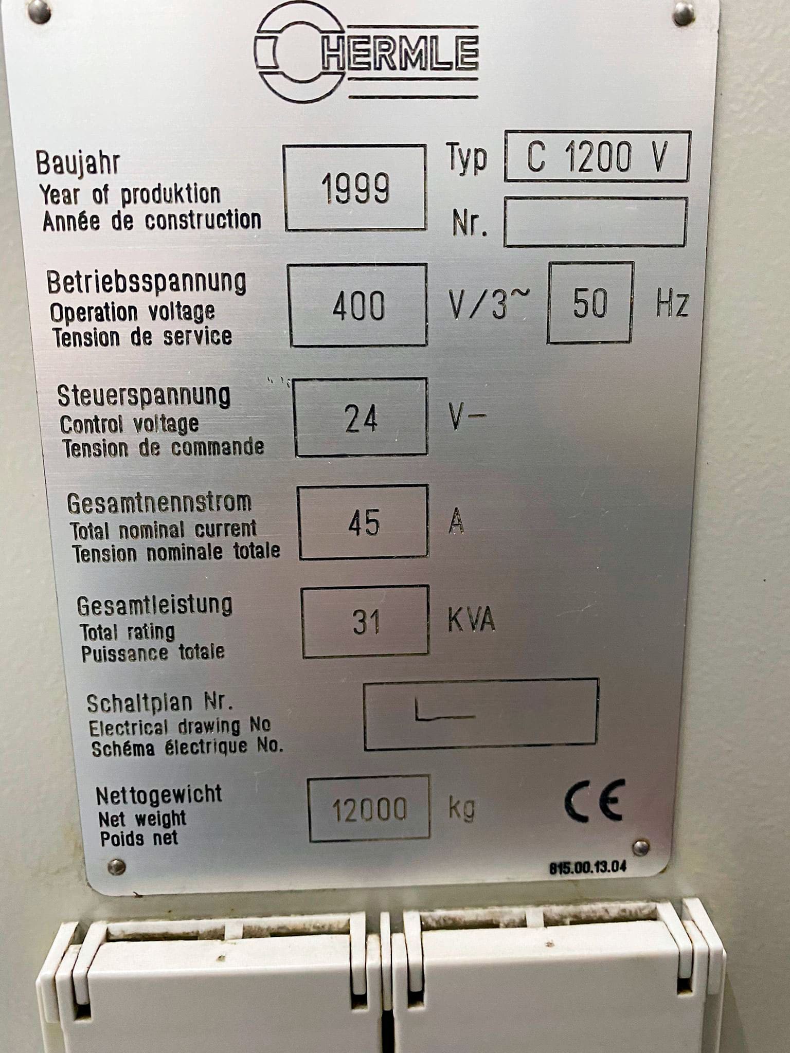 Used Helmle C1200V - Vertical Machining Centre - 1999