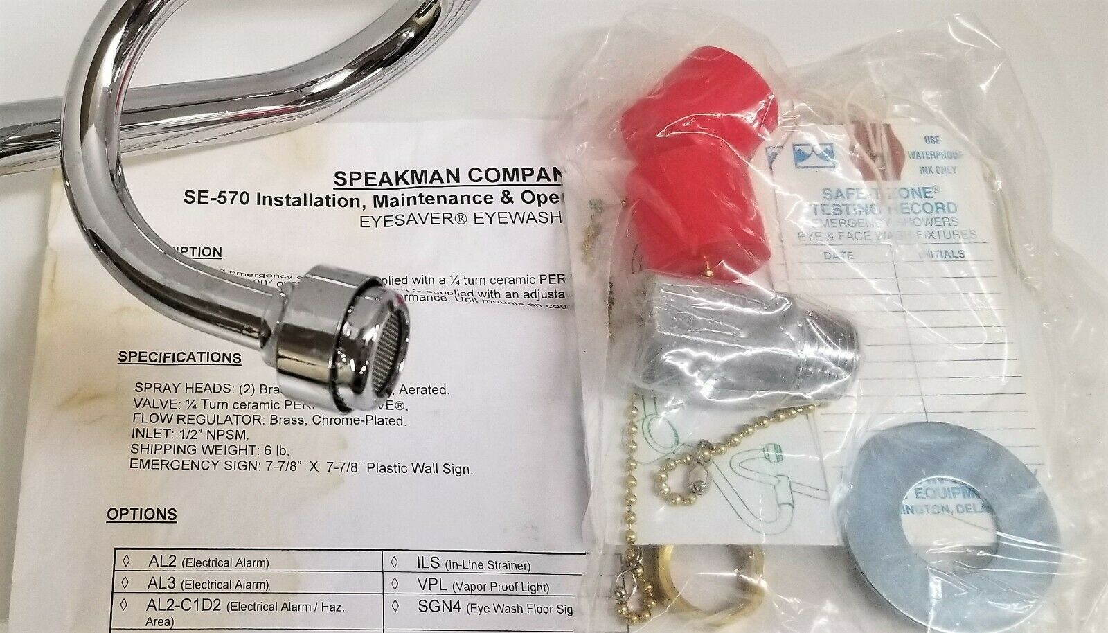 New open box Speakman Eyesaver SE 570 Eyewash Valves