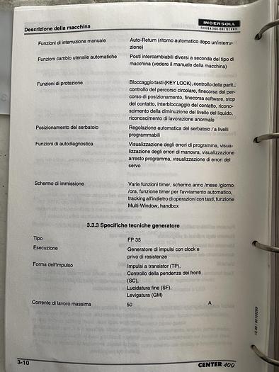 Buone Elettroerosione a Tuffo Cnc INGERSOLL CENTER 400