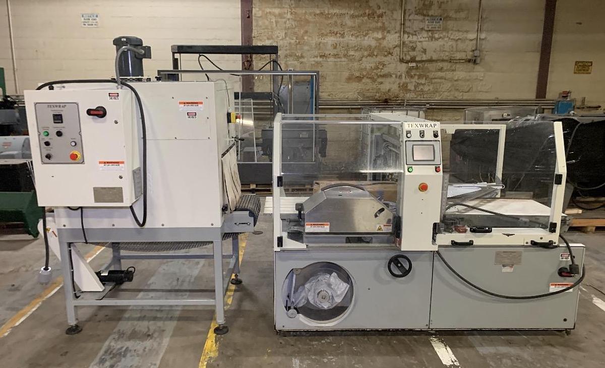 Used Texwrap 2010 Side Seal Shrink Wrapper with Texwrap 1322 Heat Tunnel