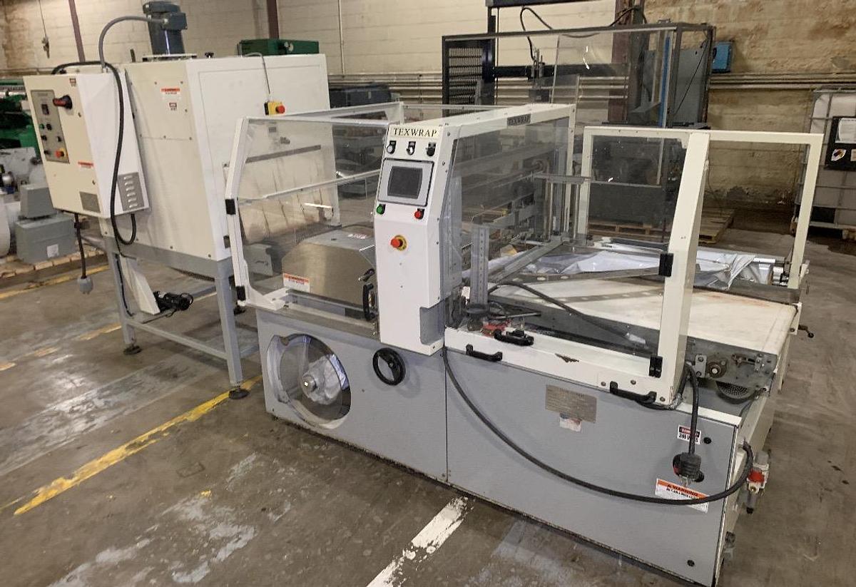Used Texwrap 2010 Side Seal Shrink Wrapper with Texwrap 1322 Heat Tunnel
