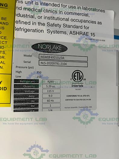 Used Norlake  NSWDF492SSS/0A White Dimond Series Auto Defrost Freezer 25°C, 49 CU. FT.