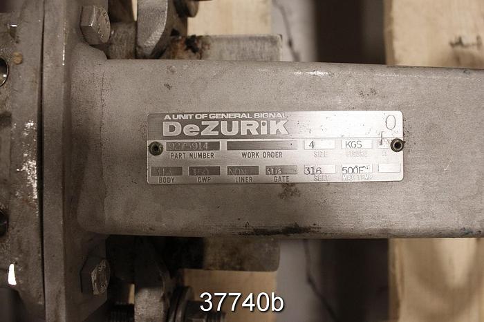 Used Dezurik 4" Hand Operated Knife Gate Valve, 9275914 #37740