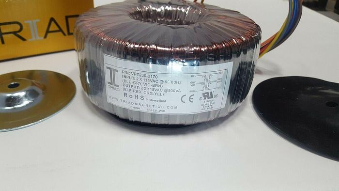 TRIAD MAGNETICS - VPT230-2170 - TRANSFORMER, TOROIDAL, 2 X 115V, 500VA GHA-68
