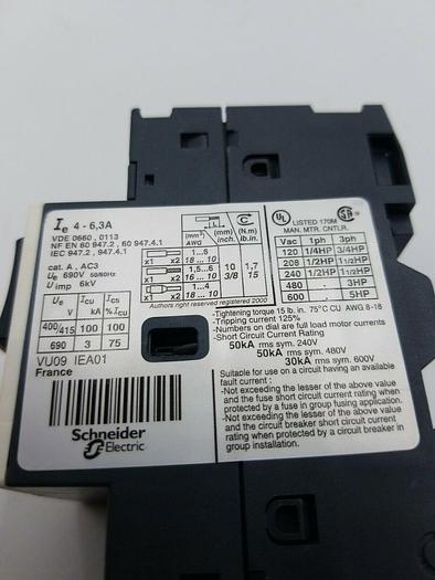 Used Telemecanique Motor Circuit Breaker, GV2-ME10, 4 - 6.3A