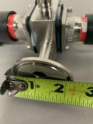 Used ITT Pure-Flo .5-316L-RA20MAX-CWP150 3-way Diaphragm Valve w/ 1/2" Sanitary & 2"