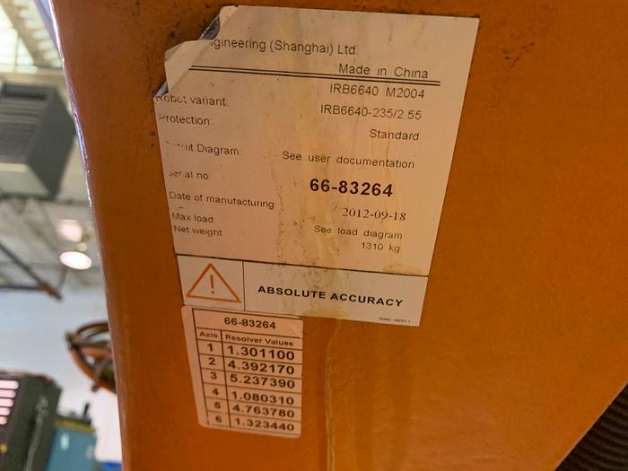 Used 2012 ABB IRB 6640 235/2.55