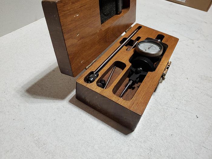Used BLAKE MFG. CO-AX CENTERING DIAL INDICATOR SET .0005 "w/Wooden Box