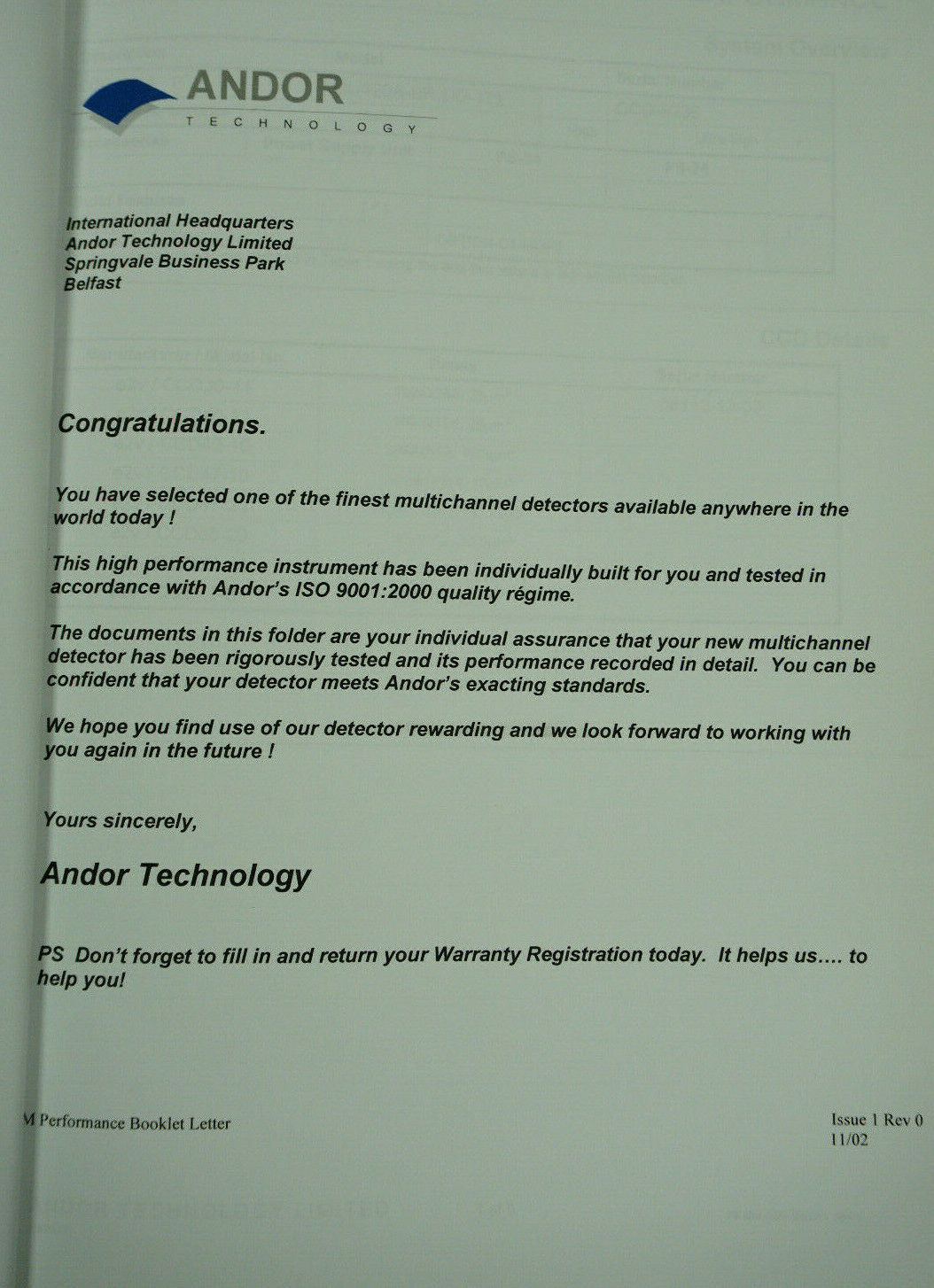 New 2008 Andor Echelle 172 RAMAN Spectrograph Spectrometer Module