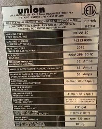 Union Dry Cleaning Machine