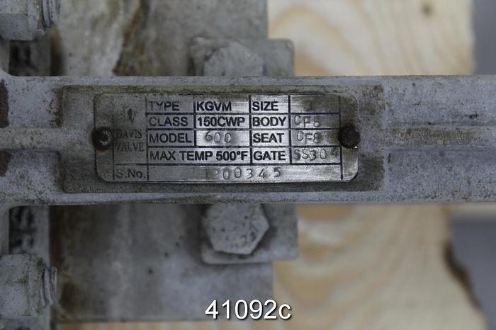Used Davis Valve Co 60C 3" Hand Operated Knife Gate Valve #41092