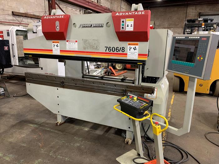 Used 60 TON X 8', ACCURPRESS, 2007, CNC HYDRAULIC PRESS BRAKE, MODEL 7606/8