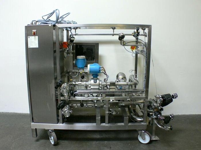 Used GE Healthcare Pump Skid w/ 15HP Ultima LU640 Rotary Lobe Pump & Mass Flow Meters