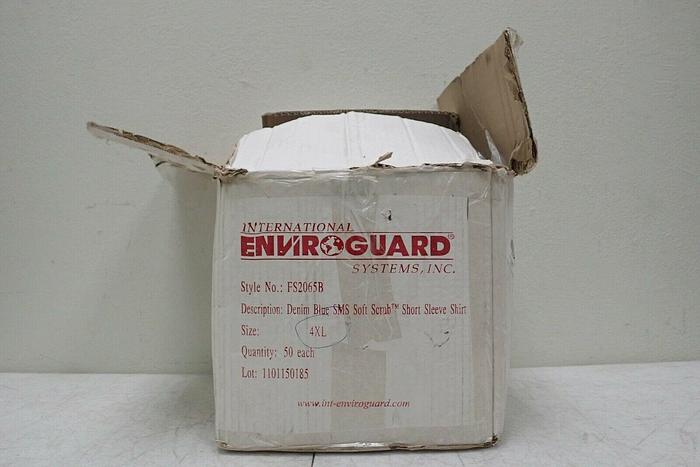 Used International Enviroguard FS2065B Denim Blue Soft Scrub Shirt, Size 4XL, 50 Each