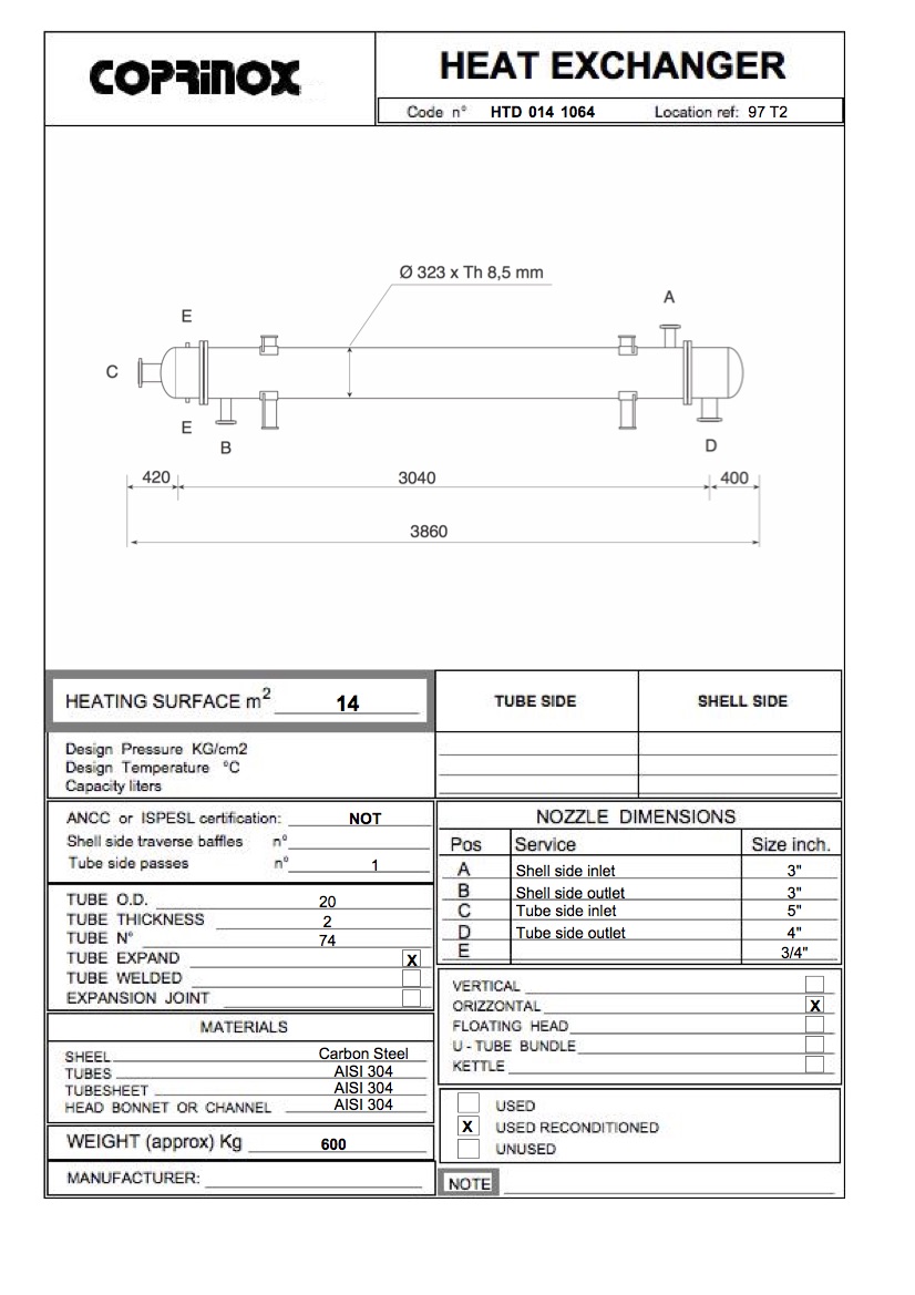 Used Scambiatore di calore  da 14 metri quadrati