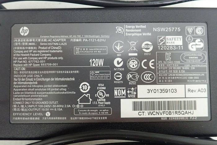 Used Lot of 6 HP 693709-001 677762-001 120W 19.5V 6.15A AC Adapters