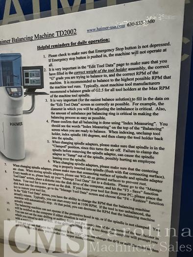 Used Haimer TD2002 Moulder Head Balancing Machine